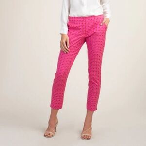 TRINA TURK Moss 2 pant Hot Pink retro circle jacquard size 12 EUC